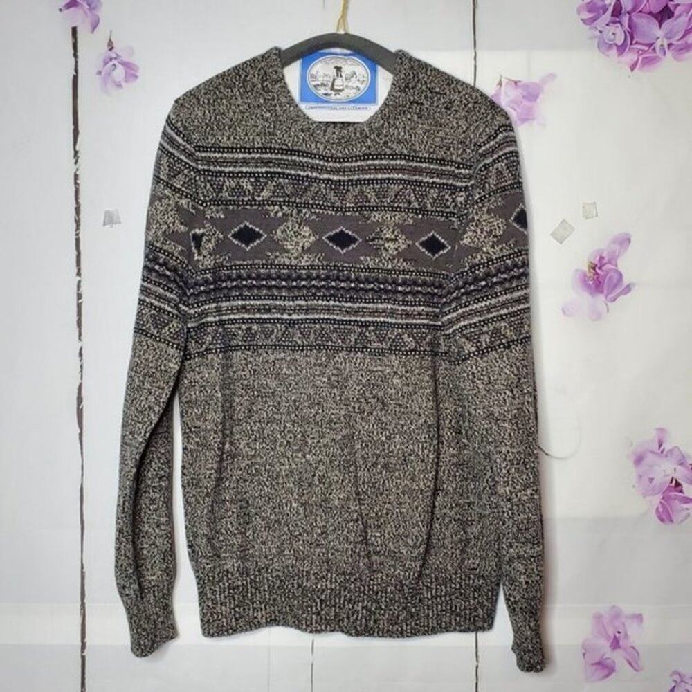 Urban Pipeline Geometric Crew Neck Knit Sweater L